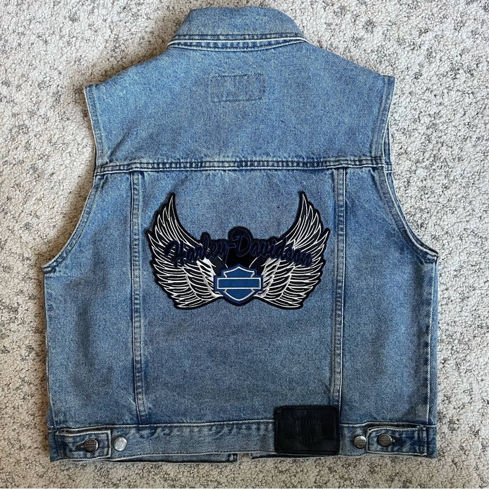 Harley-Davidson Blue Denim Vest with Winged Emblem